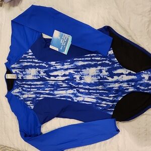 Coolibar Escalante Women's Large Long Sleeve Zip Front Swimsuit Rashguard NWT